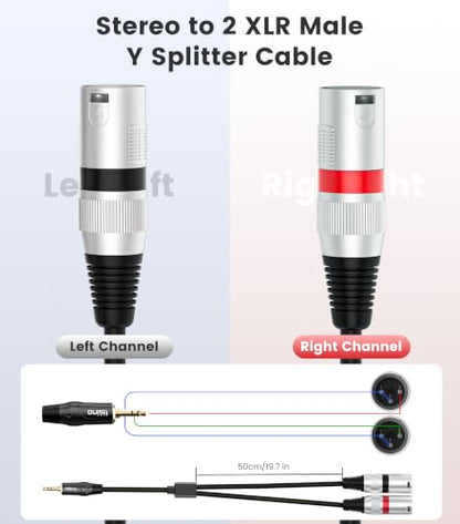 tisino 3.5mm to Dual XLR Stereo Cable 1/8 inch Mini Jack to 2 XLR Male Y Splitter Adapter Cord- 10 FT - size: 10 feet