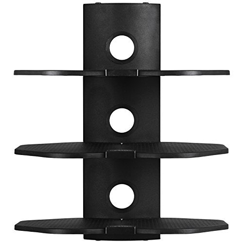 Cheetah TV Wall Mount 3 Shelf Bracket, with 15ft HDMI Cable, Three 18x16-Inch Black Components Shelves Under TV for Cable Box, Blu Ray Player, Stereo AV, AS3B