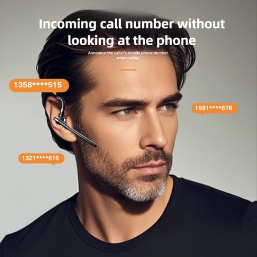 Bluetooth Headset V5.4, Single Ear Earpiece with ENC Mic