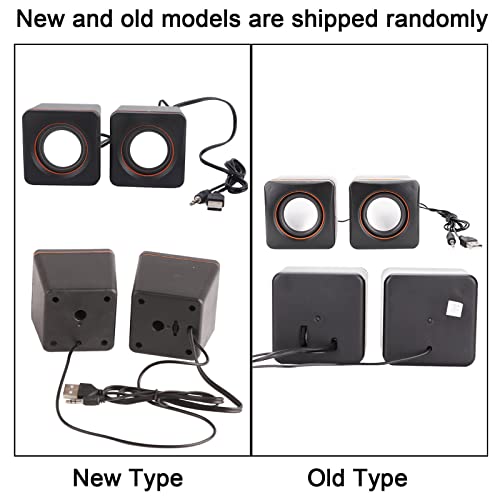 Qiilu Small Desktop Speakers, Black USB Stereo 3.5mm Jack Wired Speaker for Desktop Laptop PC Computer(Dual Track)