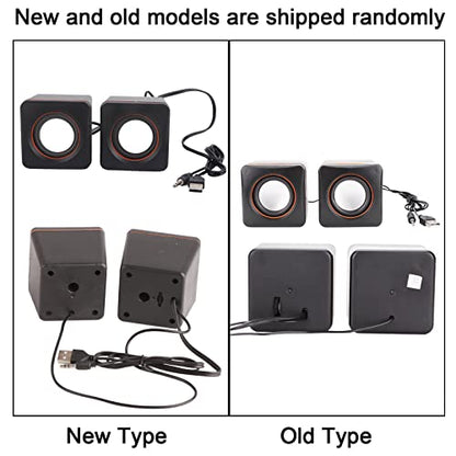 Qiilu Small Desktop Speakers, Black USB Stereo 3.5mm Jack Wired Speaker for Desktop Laptop PC Computer(Dual Track)