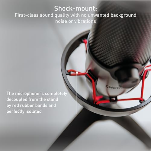 Cherry UM 6.0 Advanced, USB Microphone for Streaming, Podcasting & Home Office Use, 2 Polar Patterns, Shock Mount, Compatible with PC/Mac/PS4/PS5, Black/Silver - color: UM 6.0 Silver