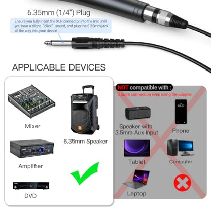 FIFINE K6 Karaoke Microphone with 1/4” Plug, Dynamic Vocal Mic for Singing