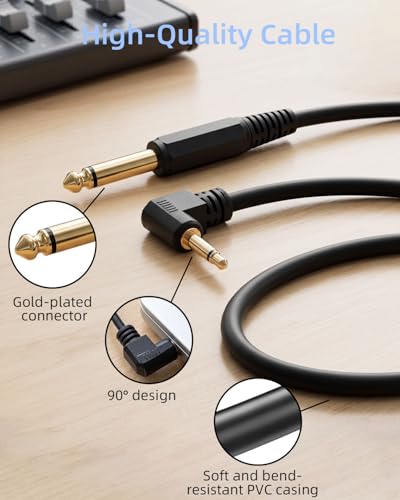 6.35mm to 3.5mm Mono Right Angle Cable 1.8M/5.9FT - color: 6.35mm male to 3.5mm angle male