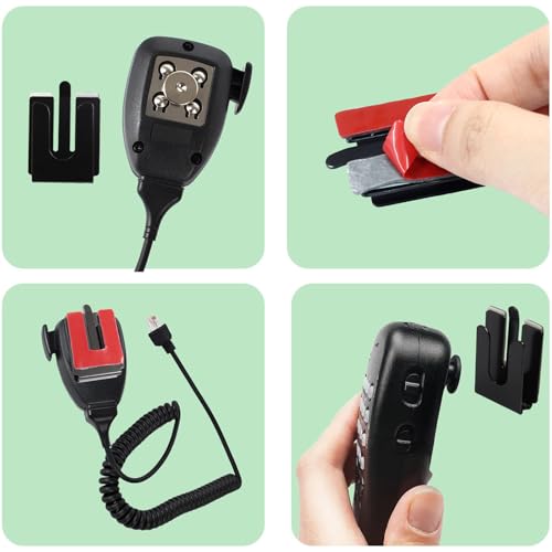 2PCS Black Radio Microphone Hanger, 42 x 30 x 8mm, Style 3 | Adhesive Back, CB Microphone Holder, Metal Car Mic Hanger, For Cars Homes Offices - size: 42 x 30 x 8mm ,Style 3
