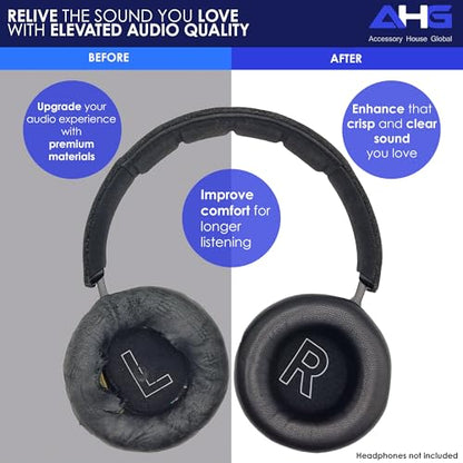 AHG Accessory House Global Ear Pads Cushions Compatible with Bang & Olufsen Beoplay H9 3rd Gen (Not Compatible with H9 / H9i) and Beoplay HX Headphones (Black). Premium Sheepskin Leather (Black) - color: Black