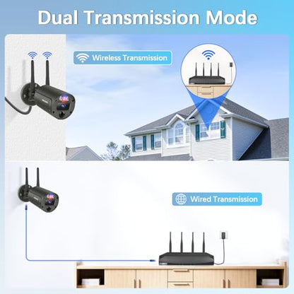 Outdoor Wireless Security Camera System, WiFi Home Video Security Systems | 90 Days Storage, No Monthly Fee, 130° Wide View, 2-Way Audio, 90ft Night Vision, Motion Detection - size: 8-Cams 6TB HDD