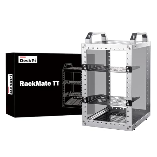 GeeekPi DeskPi RackMate TT Mini Server Rack for Mini PC, Network, Servers, Audio, and Video Equipment, 10 inch 3U/ 7 inch 5U Network Rack, 7.87 inch Depth - color: Silver