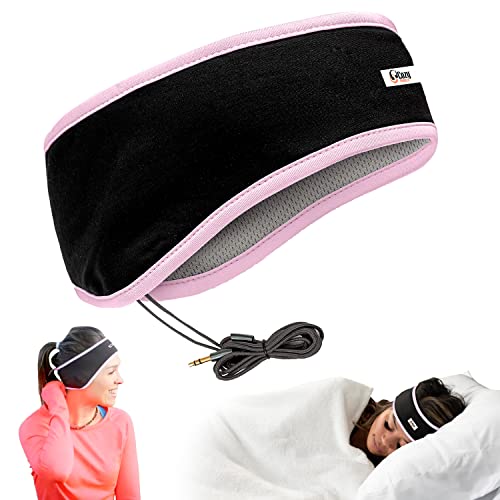 CozyPhones Sleep Headphones - Over Ear Headphones from Ultra Thin Cool Mesh Wired for Side Sleepers, Meditation, Running, Laptop, and Phone - Pink Lycra | Ultra Thin Cool Mesh Wired for Side Sleepers, Meditation, Running, Laptop, and Phone - color: Pink