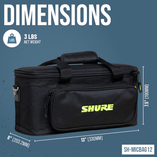 Shure by Gator Padded Microphone Bag that Holds Up to 12 Mics; (SH-MICBAG12) - style: Holds 12 Mics