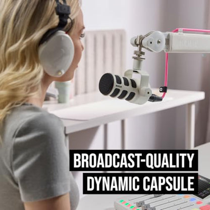 RØDE PodMic USB Dynamic Broadcast Microphone with XLR and USB Connectivity for Podcasting, Streaming and Content Creation (White) | XLR and USB Connectivity for Podcasting, Streaming and Content Creation White - color: PodMic USB White