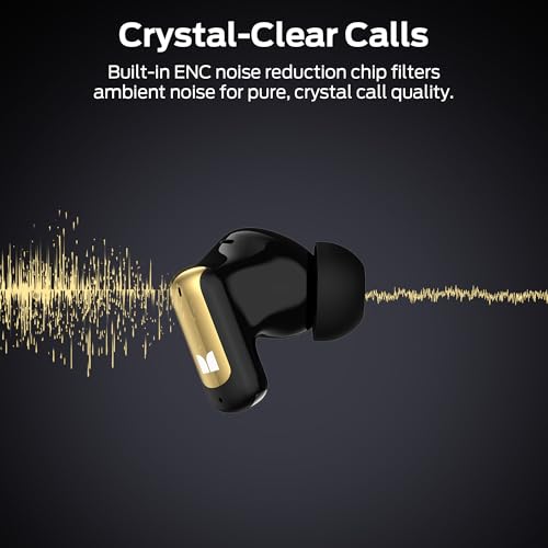 Monster N-Lite 217 Wireless Earbuds, Bluetooth 6.0 Stereo Headphones with Powerful Bass, Built-in Smart Noise Cancelling Mic for Clear Calls, Comfortable Fit, 32H Playtime, IPX5 Waterproof, Black