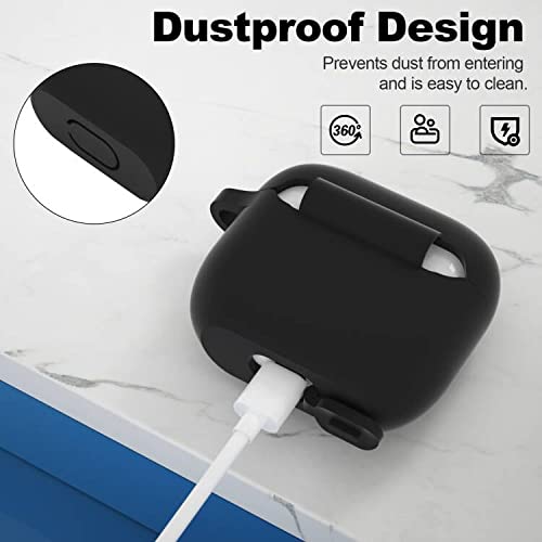 Compatible with AirPods 3 Case, Protective Silicone Cover for AirPods 3rd Generation Case 2021, Wireless Charging - Black - color: B-Black