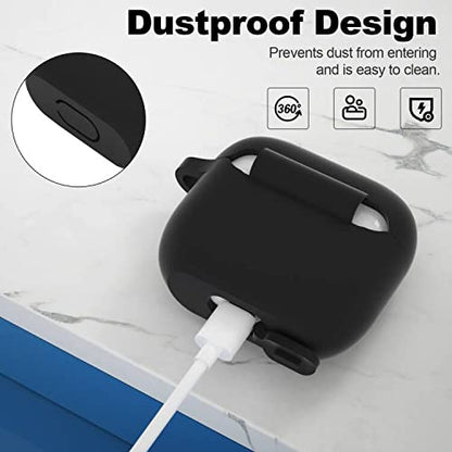 Compatible with AirPods 3 Case, Protective Silicone Cover for AirPods 3rd Generation Case 2021, Wireless Charging - Black - color: B-Black