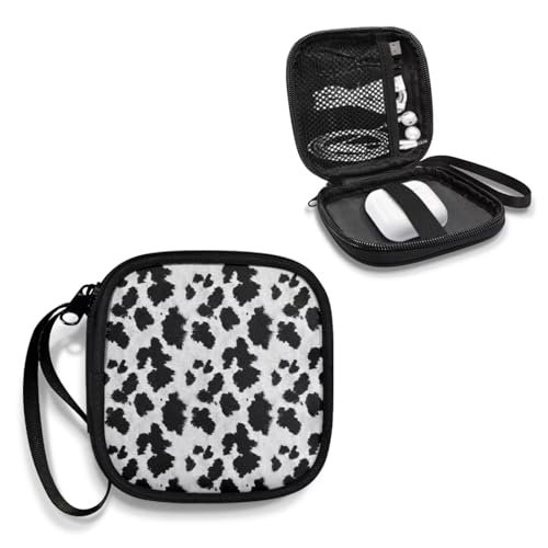 Black Cow Carrying Earphone Case Pouch Storage Bag Holder-Earbud Case Headphones Storage Bag Pouch for Headphone, Bluetooth - color: Black Cow