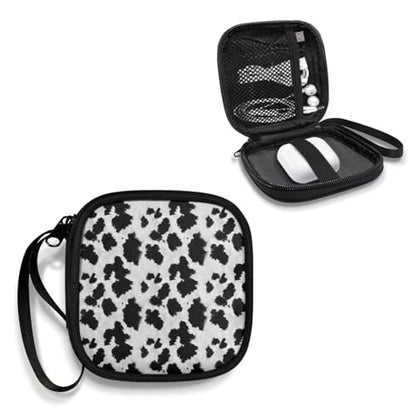 Black Cow Carrying Earphone Case Pouch Storage Bag Holder-Earbud Case Headphones Storage Bag Pouch for Headphone, Bluetooth - color: Black Cow