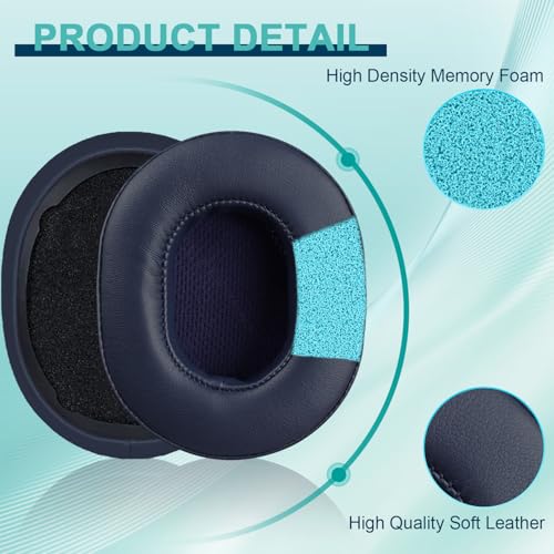 HAOMUK Replacement Ear Pads for Skullcandy Crusher Wireless/Evo/ANC Hesh 3/EVO/ANC, Headphones Ear Cushions, Headset Earpads, Ear Cups Cover-Blue - color: Blue