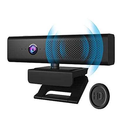 ROTOPATA 3-in-1 Full HD 1080P Conference Webcam with Speaker and 4 Mics | USB Web Cam With 90° FOV, Magnet Privacy Cover, 3W Speaker, Plug & Play, Computer Camera for Streaming Video laptop desktop