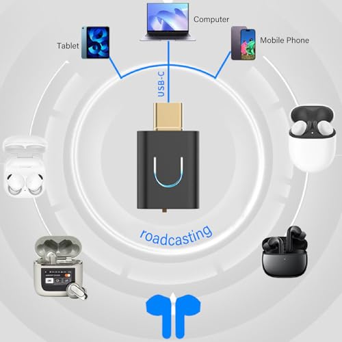 Bewinner LE Audio Transmitter, Low Latency Bluetooth 5.4 Adapter, Type C to Wireless Audio Sound Transmitter for TV PC Car Home, Multi Streaming Music Receiver