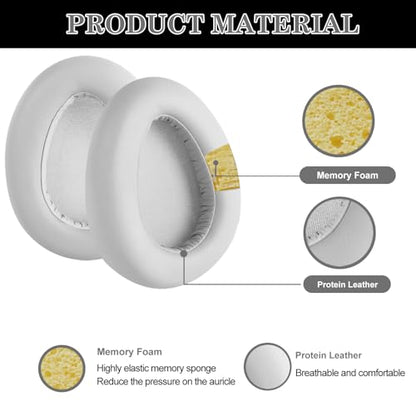 Aiivioll JBuds Lux ANC Replacement Ear Pads Compatible with JLAB JBuds Lux ANC Wireless Headphones, Earpads with Protein Leather, Earpads Cushions with Noise Isolation Foam (White)