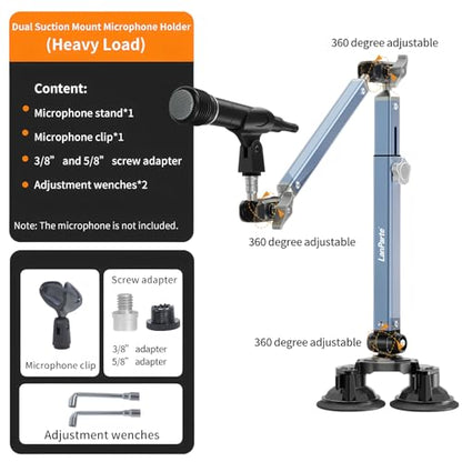 Microphone Boom Arm 360° Rotatable Foldable Adjustable Desk Mic Stand Desk Mount Sturdy Aluminum Alloy for Podcast Video Gaming Meeting Studio - size: Suction Cup