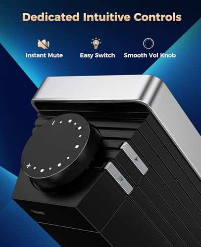 Kunodi Computer Speakers for Desktop PC, HiFi Stereo PC Speakers with Volume Knob, Colorful Lights, Plug & Play Wired USB/USB-C Powered for Desktop, Computer, Laptop