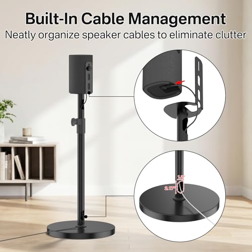 Speaker Stands Pair for Sony SA-RS8 Wireless Rear Speaker Stand, Height Adjustable from 33.4" to 40.5", Heavy-Duty Surround Speaker Stand for Sony SA-RS8 Stand with Cable Management