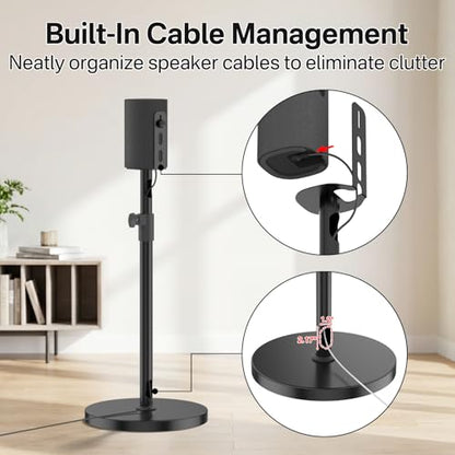 Speaker Stands Pair for Sony SA-RS8 Wireless Rear Speaker Stand, Height Adjustable from 33.4" to 40.5", Heavy-Duty Surround Speaker Stand for Sony SA-RS8 Stand with Cable Management