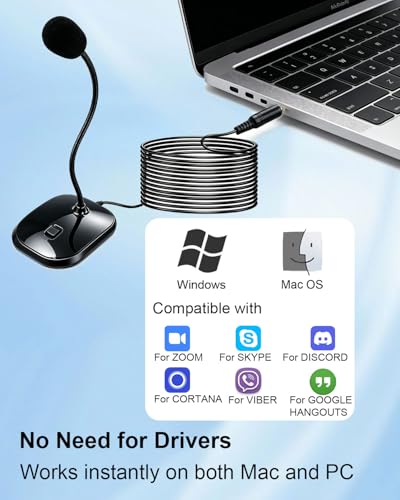 3.5mm Gooseneck Desktop Microphone Mute Switch 4.92ft Cord