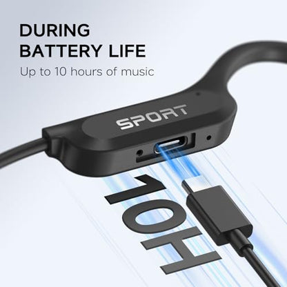 Yorlu Bone Conduction Headphones, Open-Ear Bluetooth Sport Headphones | Lightweight, 10Hrs Playtime, IP56 Waterproof, Bone Conduction Earphones for Workout, Hiking
