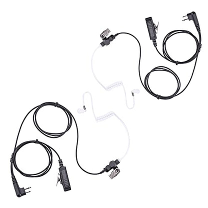 DTR650 RDM2070D 2-Wire Surveillance Earpiece Compatible with Motorola Radio CLS1410 CLS1110 CP200 GP300 GP2000 with Big PTT Mic Transparent Air Acoustic Tube 2 Pin Headset (2 Pack) - size: 2 pack (Transparent Tube)