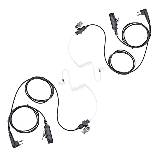 DTR650 RDM2070D 2-Wire Surveillance Earpiece Compatible with Motorola Radio CLS1410 CLS1110 CP200 GP300 GP2000 with Big PTT Mic Transparent Air Acoustic Tube 2 Pin Headset (2 Pack) - size: 2 pack (Transparent Tube)