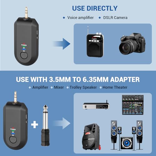 Depusheng 2.4G Wireless Microphone Headset,Lavalier and Handheld Mic 160ft Range,with 1/8''&1/4'' Plug for PA System,Voice Amplifier (lavalier Microphone) - size: lavalier microphone