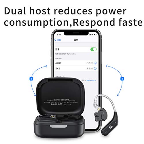 KZ AZ09 Bluetooth 5.2 IPV5 Waterproof Noise Reduction Bluetooth Module Upgrade Cable Ear Hook for ZST/ZSTX/ZS10/AS06/AS10/BA10/ZSR/ES4(B pin) - color: AZ09-B,Black