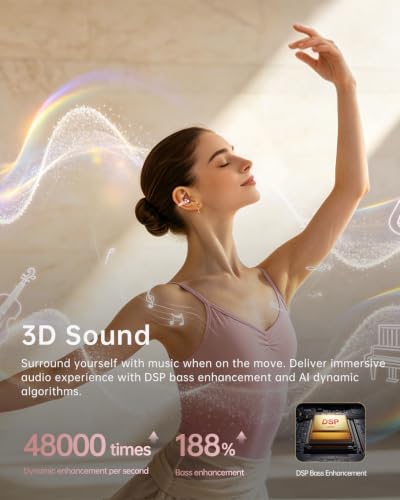 Open Ear Earbuds,Clip On Earbuds with Crystal Clear Sound | Bluetooth 6.0 Wireless Headphones for Women,50H Playtime, Clip Headphones Comfortable Fit for Small Ears,Rose Gold - color: Rose Gold