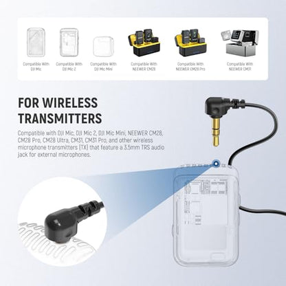 NEEWER Mini Lavalier Microphone (2 Pack), 6.6ft/2m Clip On Wired Condenser Lapel Mic with 3.5mm TRS Plug, Compatible with DJI Mic 2, Rode Wireless Go II, CM28 CM31 Camera, LM5 | Wired, Condenser, 3.5mm TRS Plug, Compatible with DJI Mic 2 Rode Wireless Go