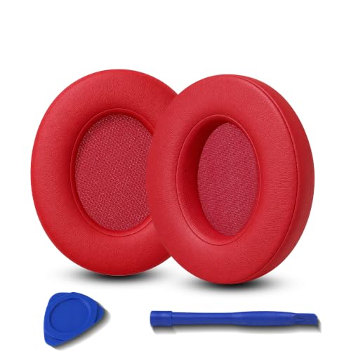 Replacement Ear Pads for Beats Studio 2 & Studio 3 (B0501, B0500) Wired & Wireless Headphones, Protein Leather Earpads Cushions with Memory Foam, Extra Thick Ear Cups,1 Pair，Red - color: Red