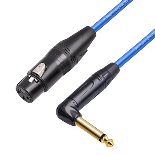 2Pack 3.3Feet XLR Female to 1/4 TS Right Angle,1/4 TS Right Angle to XLR Female Micphone Cable,6N OFC+Silver Plated HI-END Audio Cable for Micphone Mixer - size: 3.3Feet（2Pack）