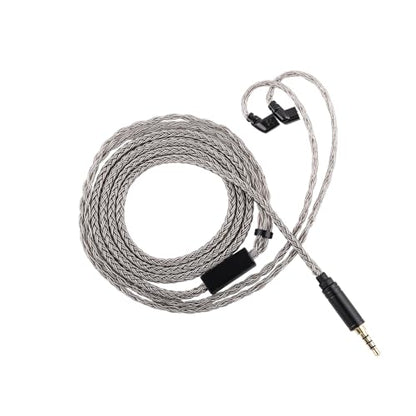 Linsoul Tripowin Zonie 16-Core Silver-Plated SPC IEM Cble w/Omni Mic | HiFi Wired Gaming Earbuds Cable, in-Ear Monitor Upgrade Cable, 1.25m Tangle-Free Wire for Audiophiles, 3.5mm,Recessed 2PIN - size: Recessed 2Pin, style: 3.5mm