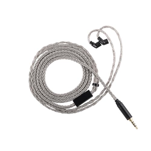 Linsoul Tripowin Zonie 16-Core Silver-Plated SPC IEM Cble w/Omni Mic | HiFi Wired Gaming Earbuds Cable, in-Ear Monitor Upgrade Cable, 1.25m Tangle-Free Wire for Audiophiles, 3.5mm,Recessed 2PIN - size: Recessed 2Pin, style: 3.5mm