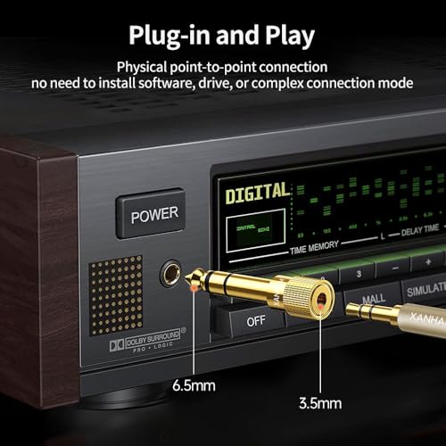 1/4 Inch 6.35mm Male to 1/8 Inch 3.5mm Female TRS Stereo Audio Jack Quarter Inch to Headphone Aux Adapter for Aux Cable, Guitar Amplifier, Speaker, etc. (2 Pack)