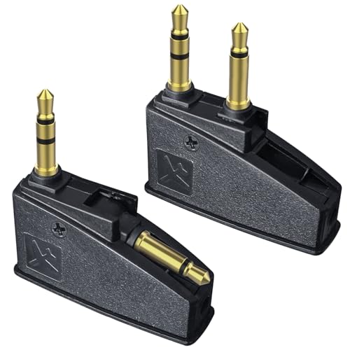 QC45 Airplane Headphone Adapter Compatible with Bose 700 QuietComfort 2 QC3 QC15 QC20 QC25 QC35 QC35ii NC700 SoundLink SoundLinkII AE2 AE2i AE2W Headphones, 3.5mm Gold-Plated Tip (2 Pack)