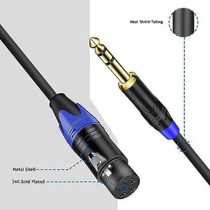 (5FT / 1PACK) 1/4 TRS to Dual XLR Cable, 1/4 Inch (6.35mm) TRS to XLR Dual Y -Splitter Breakout Lead Microphone Cord 6.35 mm to Dual Female - size: 1/4 Inch TRS to Dual XLR Female - 5 FT - 1 PACK