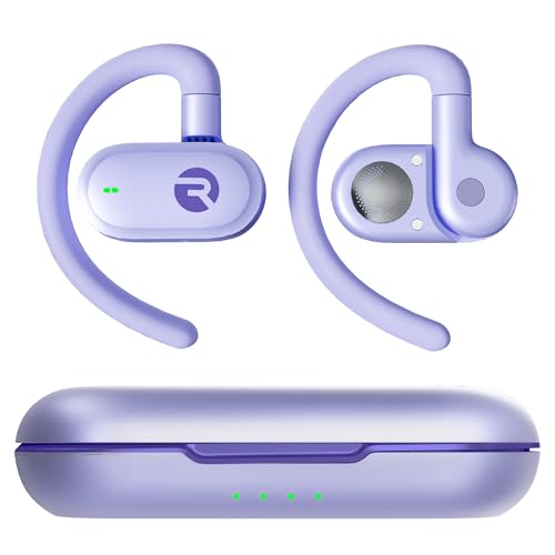 Raycon Fitness Open Ear Earbuds – Open Ear Headphones, Earbuds Wireless Bluetooth, Running Headphones, Sweat & Water-Resistant Earphones, 40 Hours Battery Life (Purple) - color: Purple
