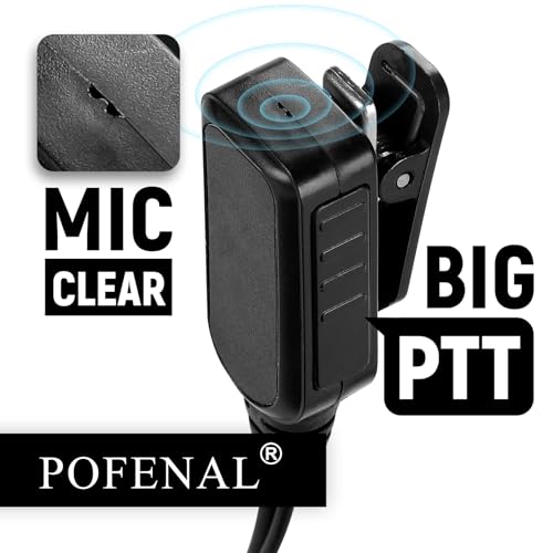 RDM2070D 2-Wire Surveillance Earpiece for Motorola Walkie Talkies (CLS1410/CP200/GP2000) & Bearcom Radios - Walkie Talkie Radio Headset with Big PTT Mic & 2-Pin Acoustic Tube(1 Pack) - size: 1 pack (G-Shape)