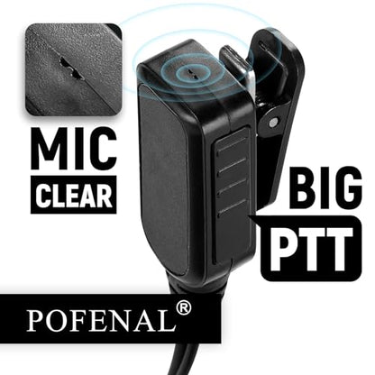 RDM2070D 2-Wire Surveillance Earpiece for Motorola Walkie Talkies (CLS1410/CP200/GP2000) & Bearcom Radios - Walkie Talkie Radio Headset with Big PTT Mic & 2-Pin Acoustic Tube(1 Pack) - size: 1 pack (G-Shape)