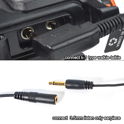 Universal Ham Radio Earpiece Adapter Cable, 2 Pin K-1 Type to 3.5mm Female Headset with Built-in Mic and PTT Compatible with BaoFeng Retevis Kenwood Retevis Quansheng Walkie-Talkie