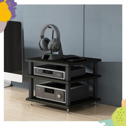 Desktop Audio Rack Stereo Cabinet 2 3 4 Tier AV Media Stand Desktop Amplifier Audio Rack for Home Theater，Office，Gaming Room(Black,3-Tier) - color: Black, size: 3-Tier