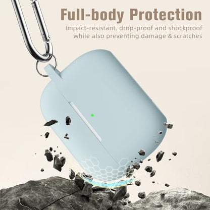 Hamile Compatible with AirPods Pro Case Protective Silicone Airpod Case Shockproof Cover Skin for Apple Airpod Pro 2019 Charging Case, with Keychain, Aqua - color: Aqua