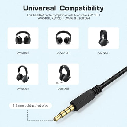 USB Sound Card Replacement for Alienware Gaming Headset, USB to 3.5mm Audio Cable Extension Cord with Mute & Volume Control for Alienware AW720H AW310H AW510H 988 Dell Gaming Headset to PC PS4 PS5 Mac